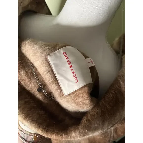 NWT! Lucky Brand Plaid Jacket Light Brown Ombre Size Large - Picture 5 of 8